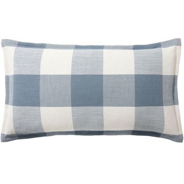Bryce Buffalo Check Cotton Sham, Chambray, King, Set of 3