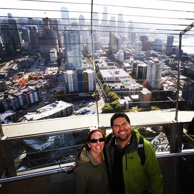 At the top of the Space Needle in Seattle.  What a trip!