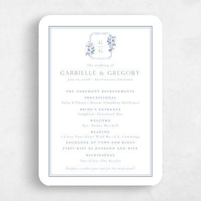 Blue Rounded Wedding Program - Emelina
