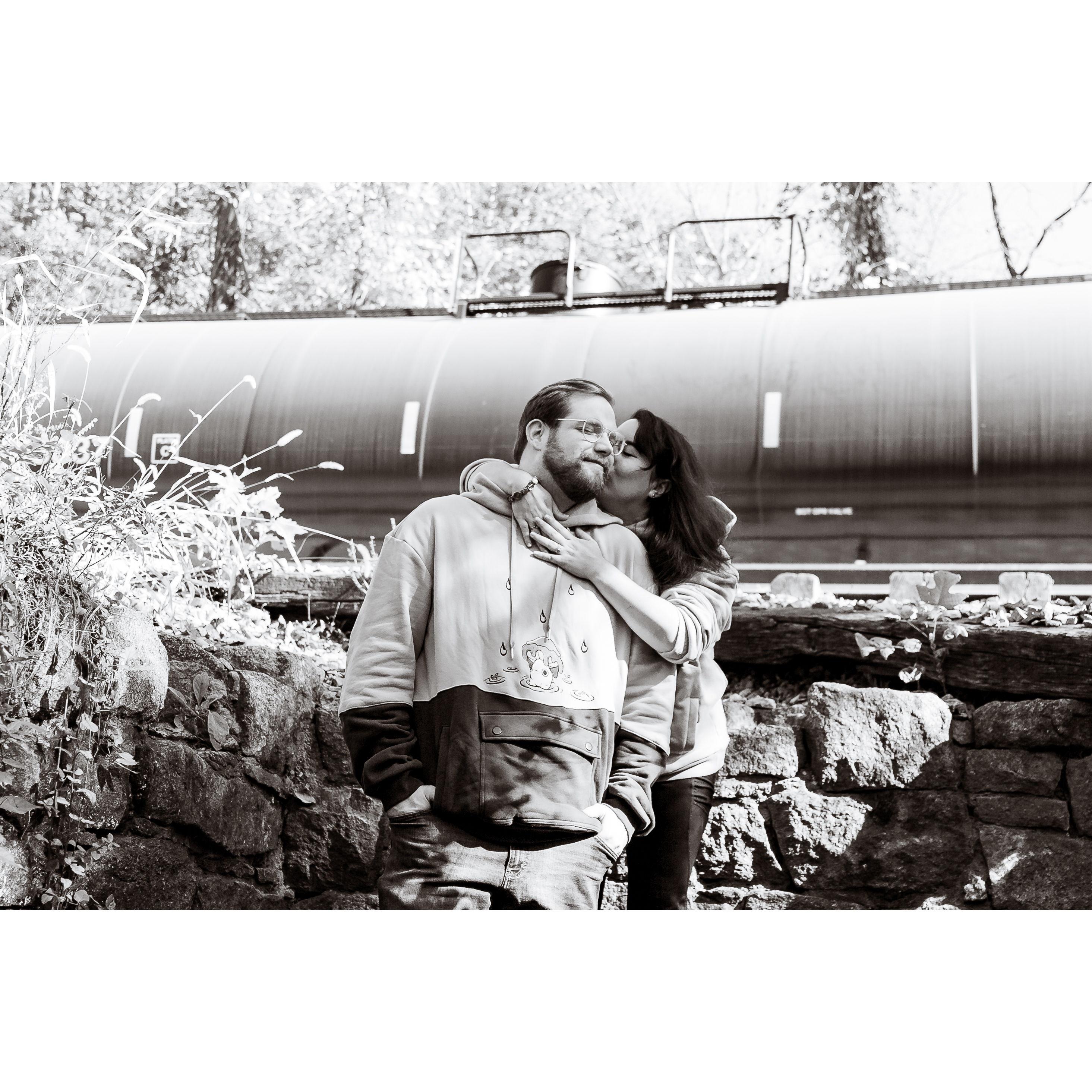 October 2024 Engagement Photo session.  We love our matching Mushling sweaters.