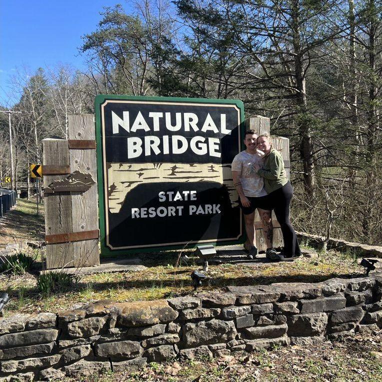 We got engaged in March of 2024 at the Natural Bridge.