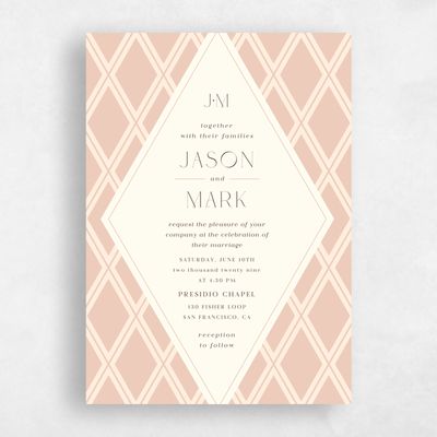 Peach, Orange Wedding Invitation - Diamant Classic
