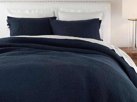 Pottery Barn | Pick-Stitch Handcrafted Quilt, Full/Queen, Midnight Blue