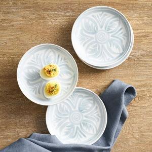 Chambray Tile Stoneware Appetizer Plates, Set of 4