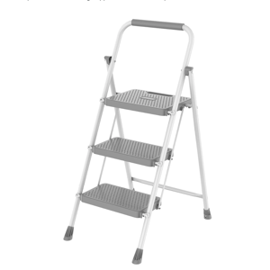 3 Step Ladder, Folding Step Stool with Safety Lock, Anti-Slip Design, Portable Foldable Ladder for Home Kitchen, Grey