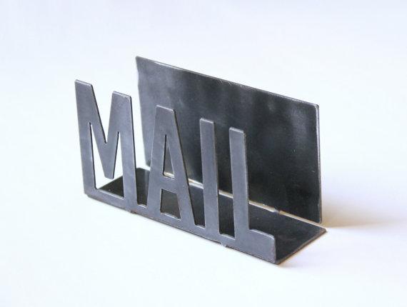 Mail Holder  |  rustic metal mail organizer for kitchen, entryway, desk office decor
