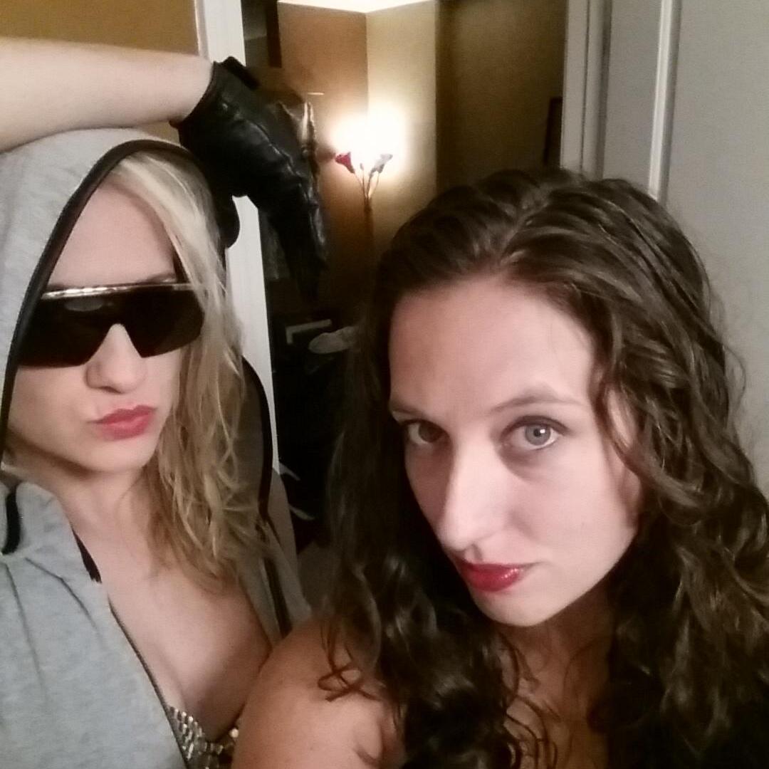 Bestie Maria Roell is pictured here, helping Jaime get into Gaga mode.