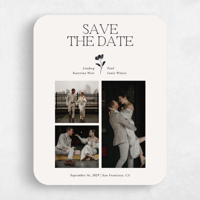 Beige Rounded Wedding Save the Date - Kendall Multiphoto