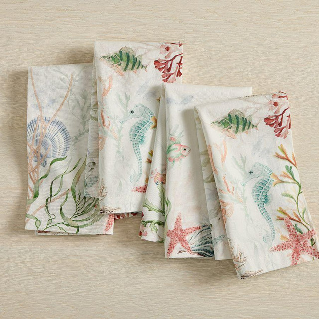 Enchanted Sea Napkins, Mixed Set of 4 - Multi