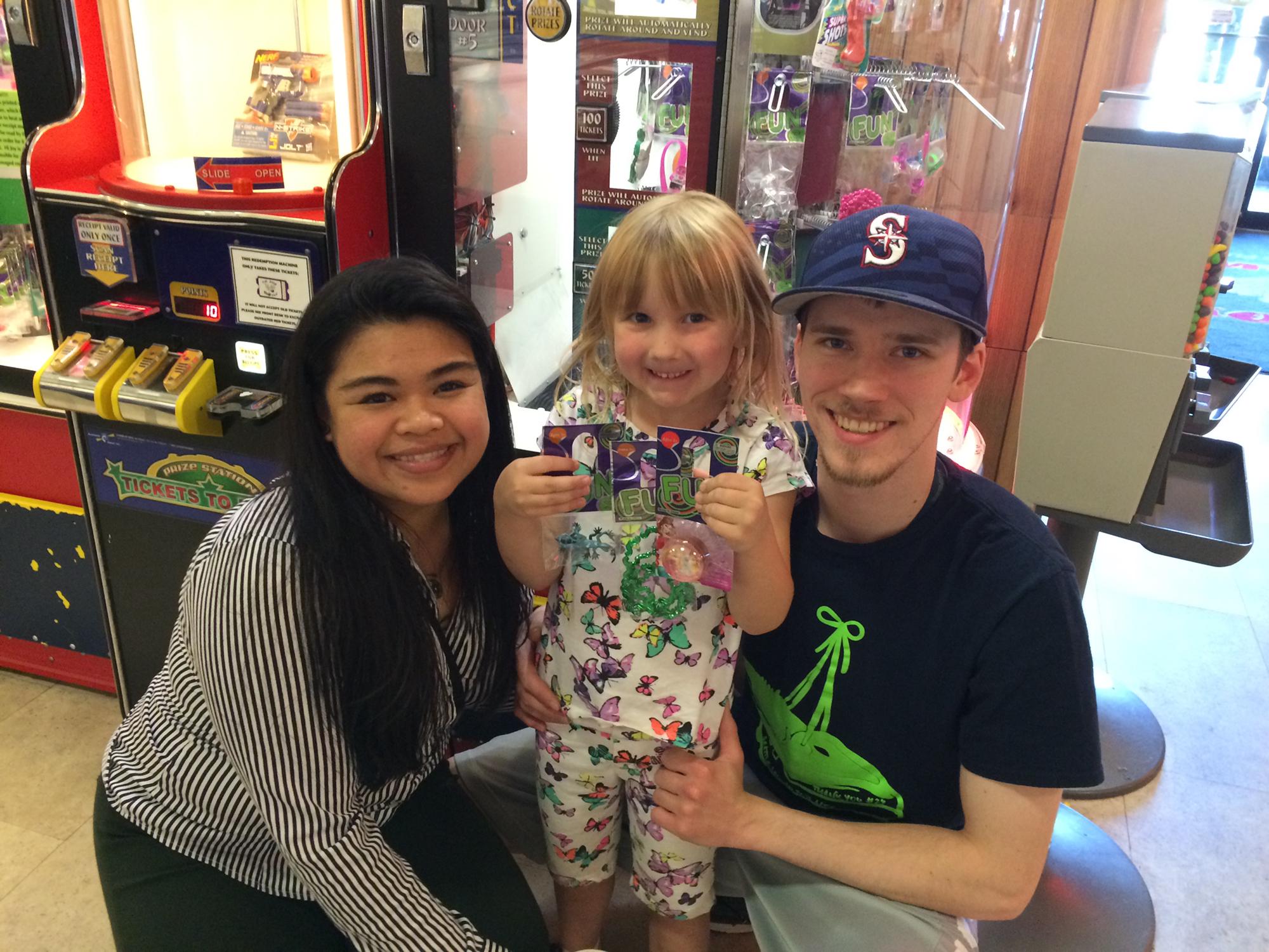 David's cousin Kora spent her birthday with us bowling.