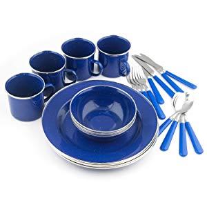 Stansport 24-Piece Enamel Camping Tableware Set