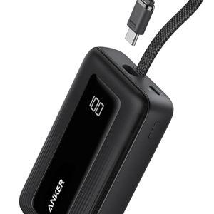 Anker Portable Charger, 10,000mAh 30W Power Bank, USB-C in and Out Fast Charging Battery Pack, Travel Essential Phone Power Bank, for iPhone 17/16, Galaxy and More (Black, 10000.00, Milliamp Hours)
