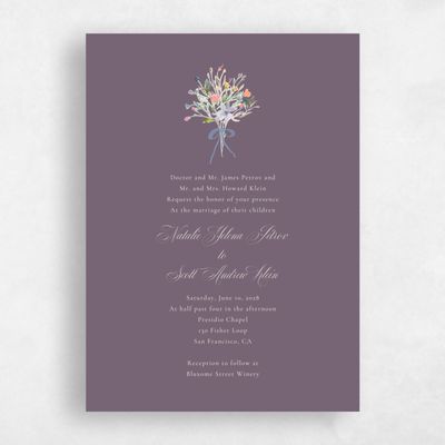 Dusty Purple Wedding Invitation - Pesco Portrait