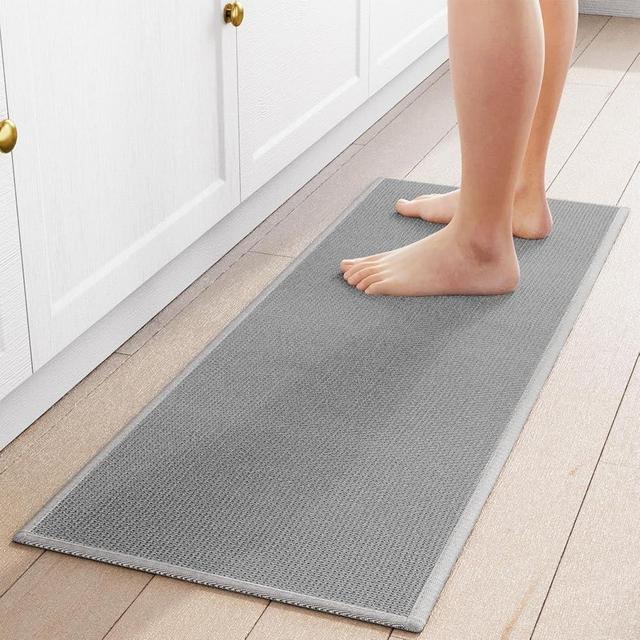 SUMLANS Kitchen Mat 1 PCS, Cushioned Non Slip Rugs for Kitchen Floor, Absorbent Runner Comfort Standing Mats Washable for Kitchen, Office, Home (Grey, 17.3"x47")