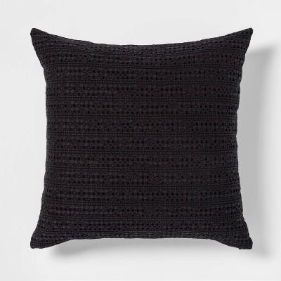Oversize Square Washed Waffle Throw Pillow Black - Threshold™