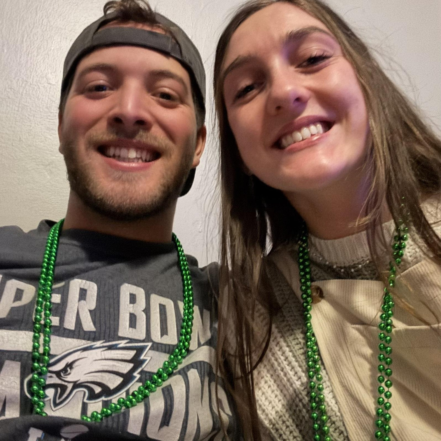 go birds! (Mary agreed to be an Eagles fan after stealing one of Joe's Eagles hats because she thought it was cute)