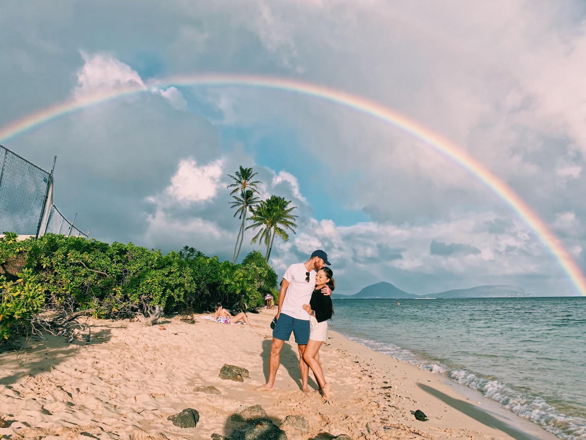 Double rainbow at Kahala beach near their old place.