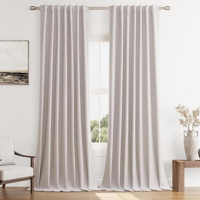 Guken Pastel Linen Blackout Curtains 84 Inch Length 2 Panels Set for Living Room Bedroom Back Tab Thermal Insulated 100% Black Out Drapes Room Darkening Window Curtains 84 Inches Long Pastel Linen