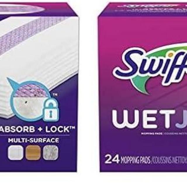 Swiffer WetJet Hardwood Floor Cleaner Spray Mop Pad Refill, Multi Surface, 24 Count (Pack of 2)