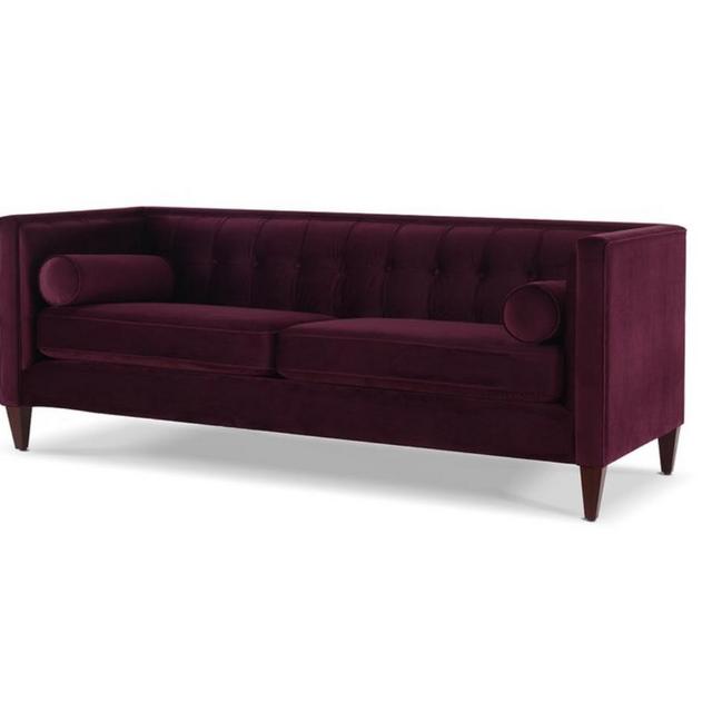 Pineview Tuxedo Chesterfield Sofa - Burgundy