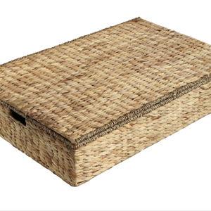 Holden 30" Classic Costal Hand-Woven Hyacinth Wicker Under Bed Storage Basket with for Storage and Decoration in Bathroom, Bedroom, Closet, Entryway, Natural