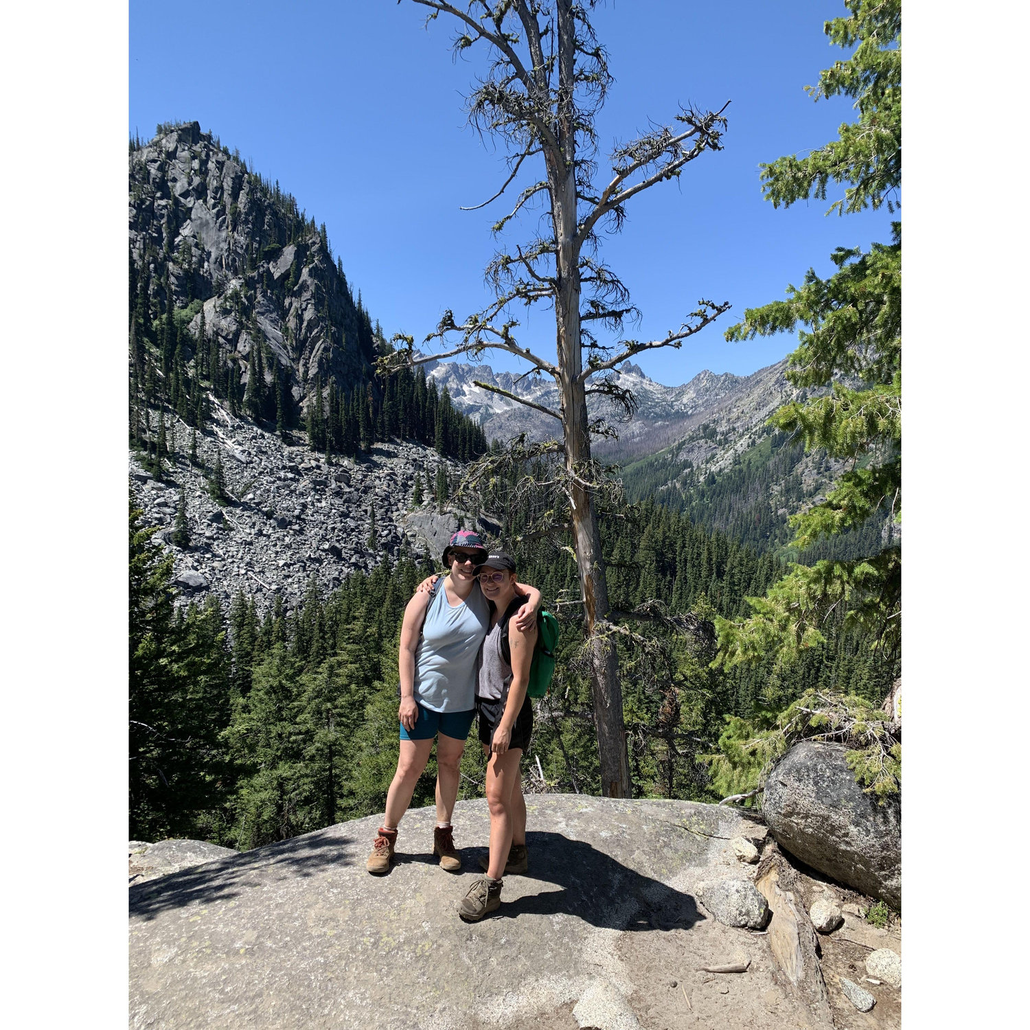 On the hardest hike we've ever done together. We thought it was a 2 hour round trip hike. It was actually 6 hours. Thanks Jacques!