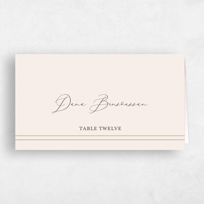 Beige Typography Wedding Place Card - Evora