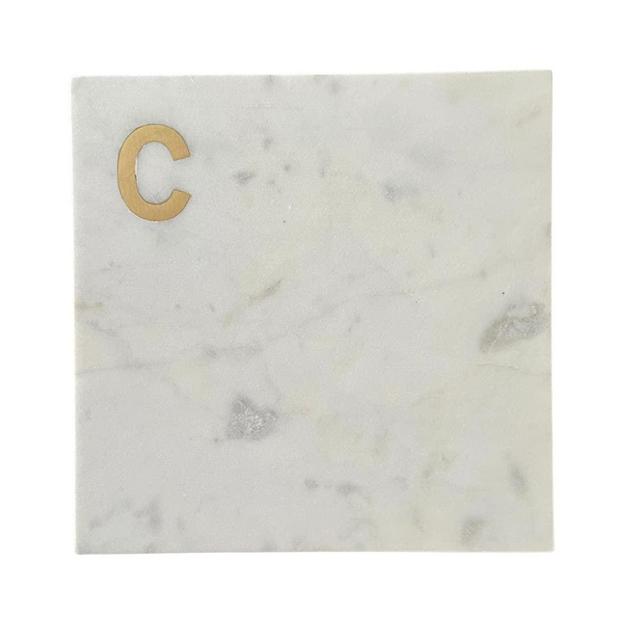 Boards by Bleu Marble Monogram Cheese Board, Personalized Charcuterie Board Hand Crafted from White Marble, Cutting Board Perfect for Wedding, Christmas, Anniversary, or Bridal Shower Gifts, Letter C