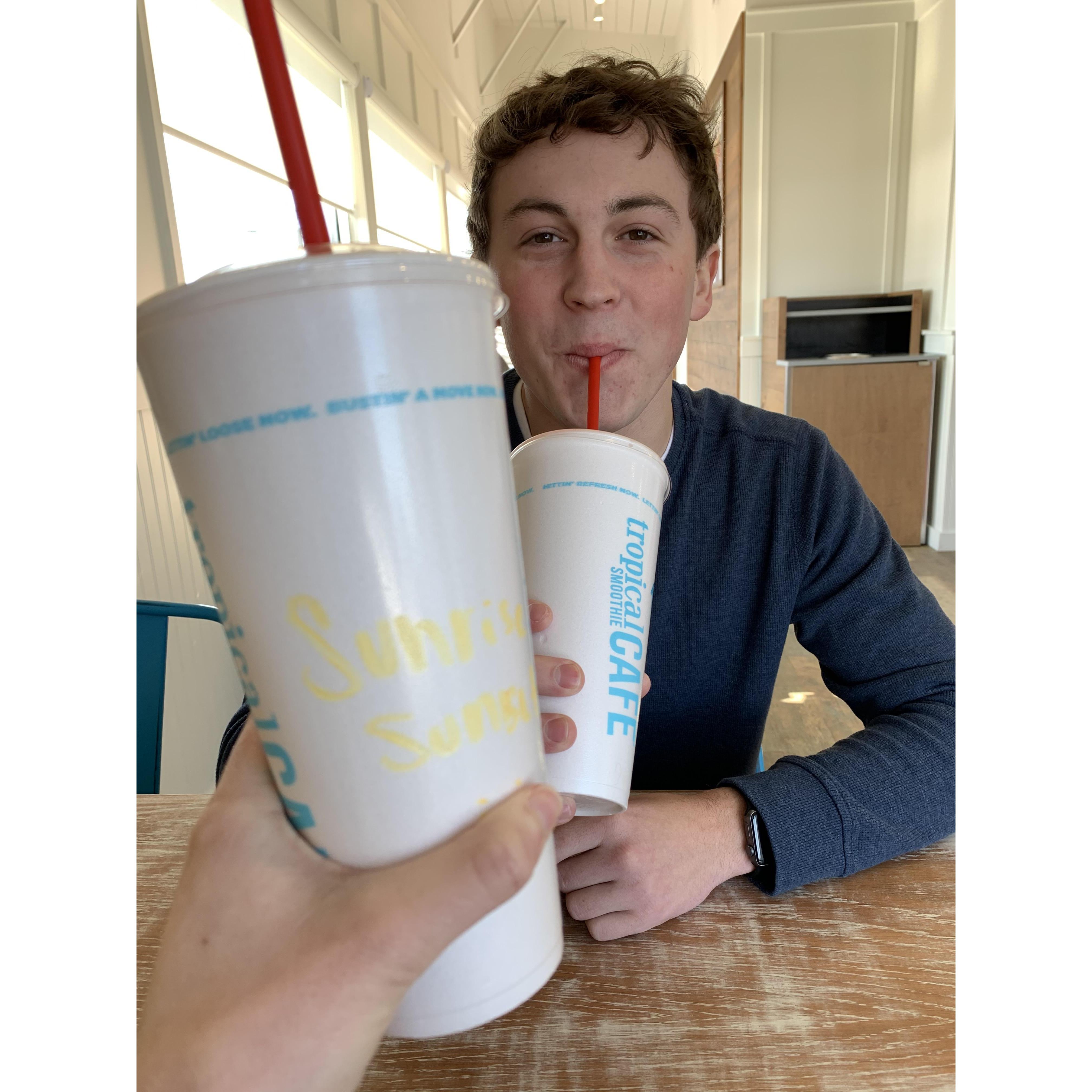 smoothie date for my bday (just hours before he proposed)