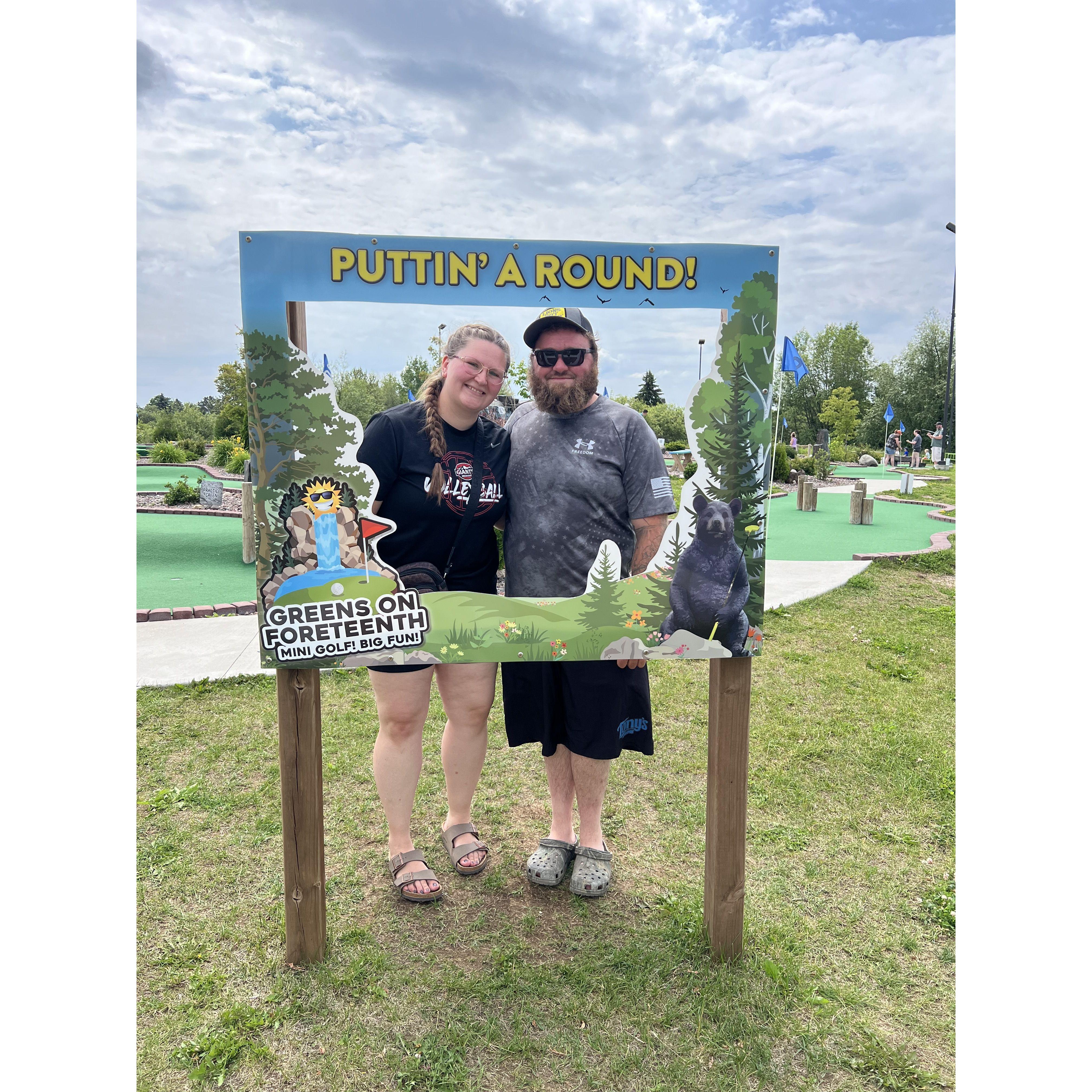 We enjoy golfing together but get extra competitive when it comes to mini golf