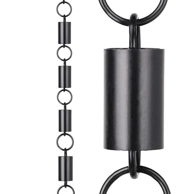 Rain Chains Pacific - Channel Link Rain Chain 8.5 FT – Black Powder-Coated Aluminum - Functional and Decorative Replacement for Gutter Downspouts - Premium Rain Chains for Gutter