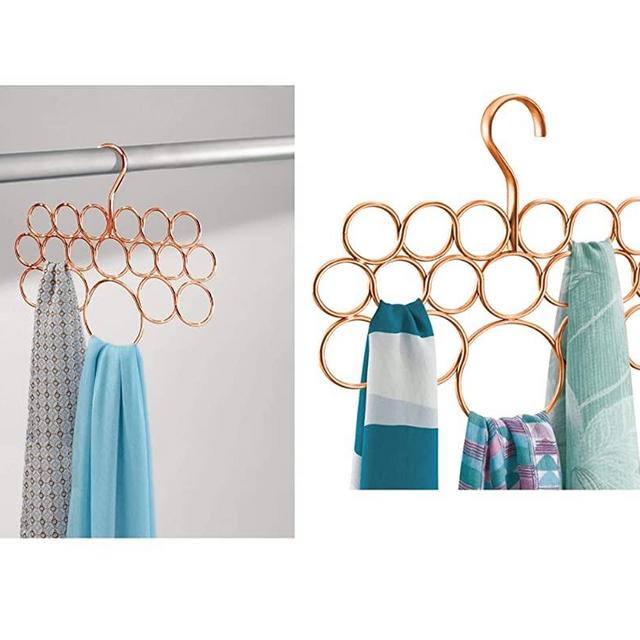 iDesign Axis Scarf Hanger, No Snag Storage for Scarves, Ties, Belts, Shawls, Pashminas, Accessories - 18 Loops, Copper