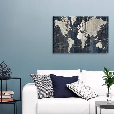 Old World Map Blue by Wild Apple Portfolio Canvas Print 26 x 40 - iCanvas
