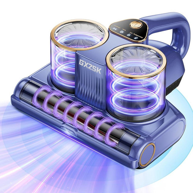 Gxzsk Mattress Vacuum Cleaner, 16kPa Bed Vacuum Cleaner with 253.7nm UV-C Light, Ultrasonic & 140℉ Heating, Dual Cup & Widen Suction Port Handheld Vacuums for Bed, Sofa, Couch, Crib (500W, Corded)