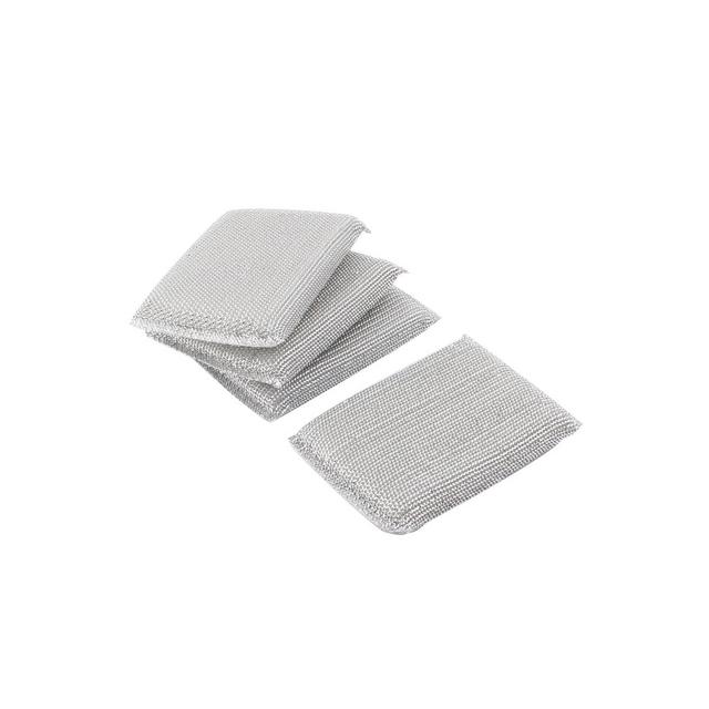 Unique Bargains Metallic Thread Sponge Scouring Pads 4 Pcs