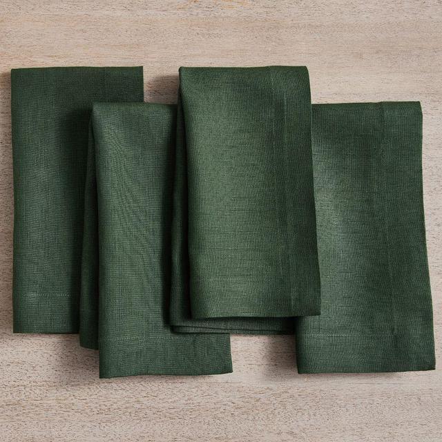 Mason Oversized Linen Napkins, Set of 4 - Evergreen