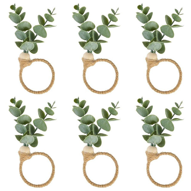 APTWOW Napkin Rings Set of 6, Easter Napkin Rings, Wood Bead Farmhouse Napkin Rings for Weddings Christmas Party and Easter Table Decoration