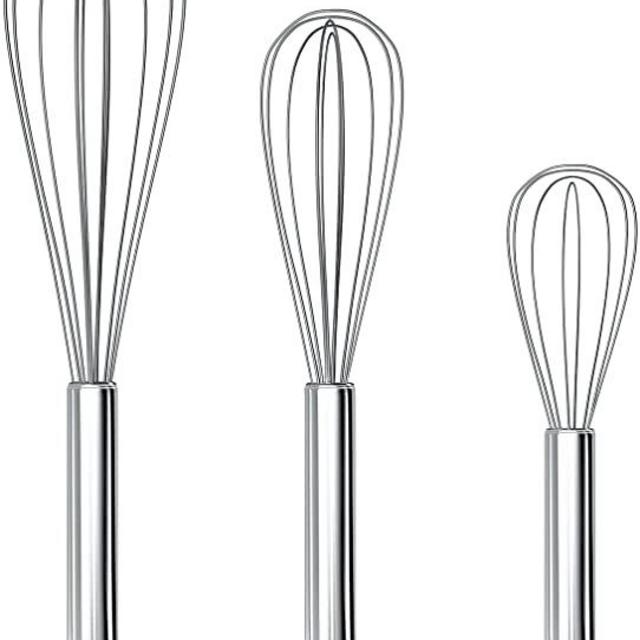  Ouddy 3 Pack Stainless Steel Whisks 8+10+12, Wire