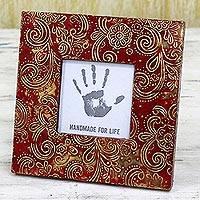 Spiral RedRed Floral Aluminum Wood Photo Frame (3x3) from India