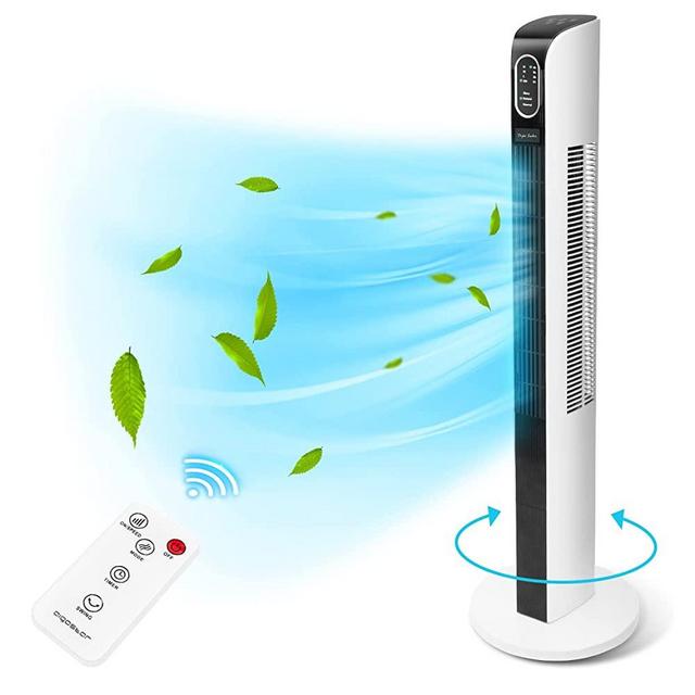 42" Oscillating Tower Fan with Remote, Taylor Swoden Portable Floor Bladeless Fan, Quiet Cooling, 3 Modes, Speed Seting, 10H Timer, Touch Control for Home Bedroom Living Rooms Office, Black