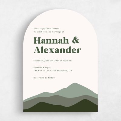 Green Arch Wedding Invitation - Langdon Portrait