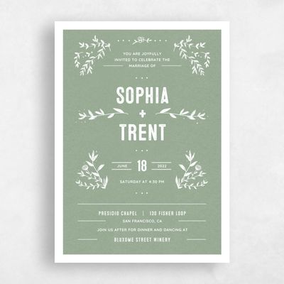 Sage, Green Wedding Invitation - Humboldt Classic