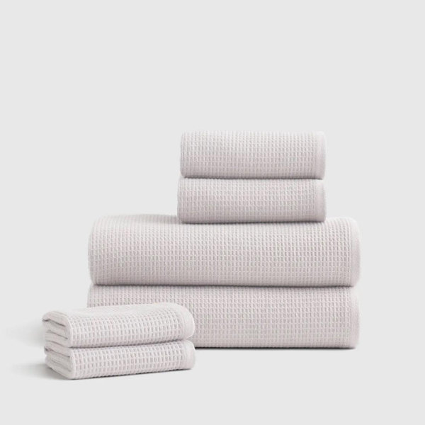 Turkish Waffle Terry Bath Towel Bundle (Color: SILVER)