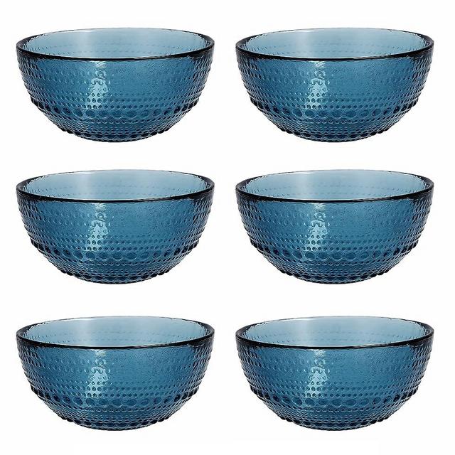 Fortessa Jupiter Vintage Glassware Collection 5 Inch Cereal Salad Dessert Snack All-Purpose Bowl 6 Pack, Cornflower Blue, 14 Ounce (6 Pack)
