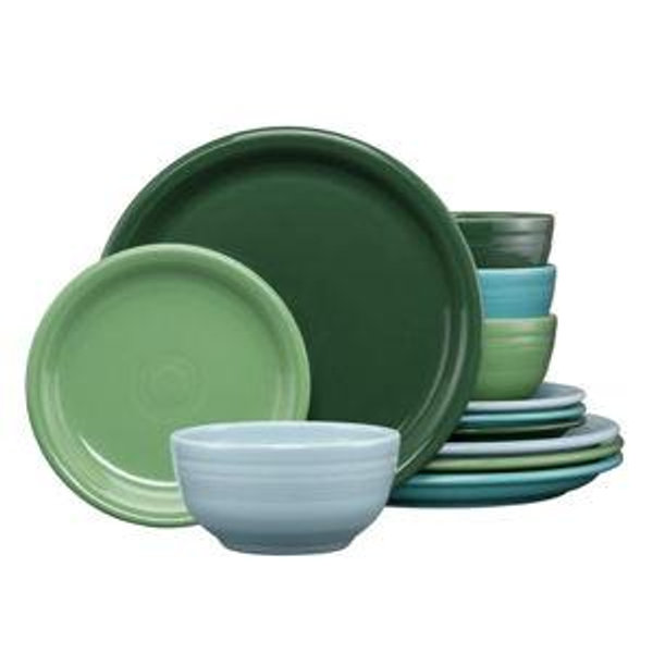 Mixed Aegean Bistro Coupe 12-Piece Dinnerware Set, Service for 4