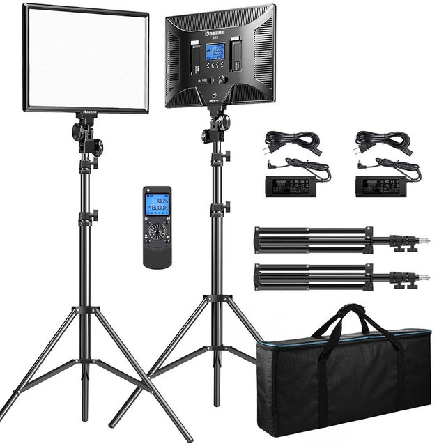 Dazzne D50 LED Video Light Panel Lights 15.4", 2 Packs 45W 3000K-8000K Bi-Color Dimmable Photography Lighting, CRI 96+ Videography Lighting for Video Shooting/Gaming/Live Stream/Studio/Film