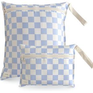 Water Resistant Wet Bags | Set of 2 (Blue Check)
