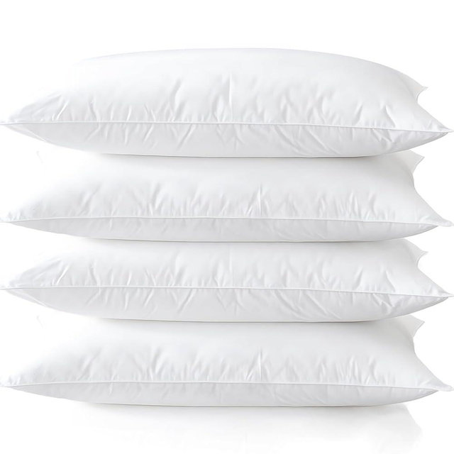 Medium Support Bed Pillows Queen Size Set of 4 Pack for Sleeping 20"x30", Hypoallergenic Skin Friendly Down Alternative Filling for Side Stomach Back Sleeper Machine Washable