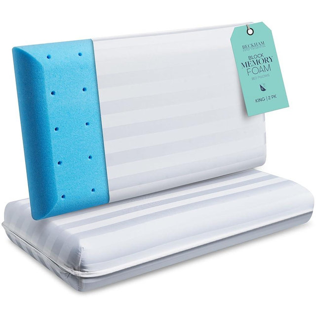 Beckham Hotel Collection Cooling Gel Memory Foam Pillow - King Size Set of 2 - Neck & Shoulder Support for Back, Side, & Stomach Sleepers