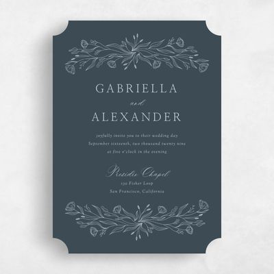 Blue Ticket Wedding Invitation - Vanora Portrait